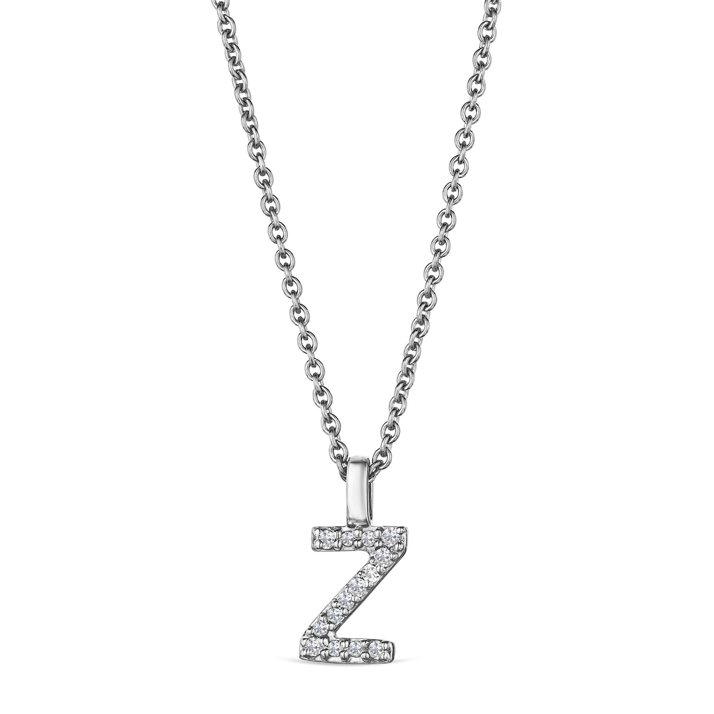Love Letter Initial Z Lab Diamond Necklace set in 9K White Gold